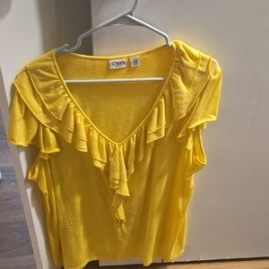 Cato Bright Yellow Ruffle Blouse